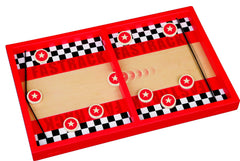 Blue Orange Fastrack discs prepared for rapid-fire two-player rounds.