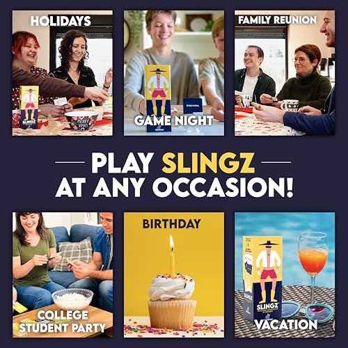 Blue Orange Slingz sling-card-action captures shouting and fast-paced play