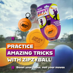 Blue Orange ZipzyBall elastic string keeps the toy secure and prevents loss