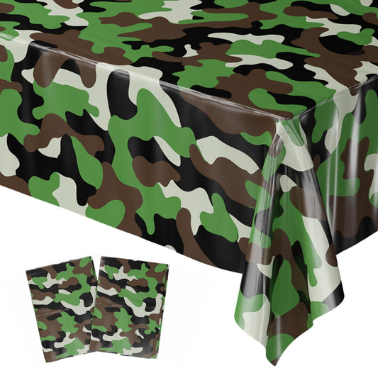 Blue Orchards camouflage table cover in army green for outdoor party tables