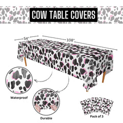 Blue Orchards cow print table cover pack of 3 adds festive farm charm to celebrations