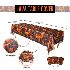 Blue Orchards lava table covers backdrop for volcano party and easy cleanup