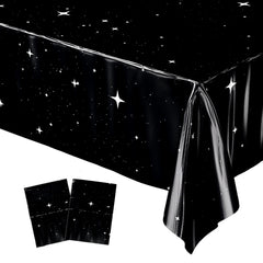 Blue Orchards Space Party Tablecovers with starry space design for quick, festive table decoration.