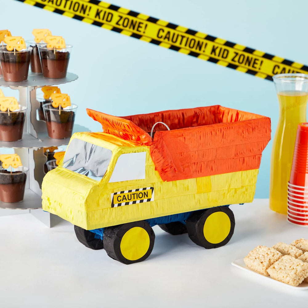 Blue Panda dump truck pinata top fill hole design for easy loading