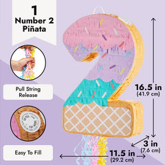 Blue Panda ice cream pinata made of corrugated paper for durable party centerpiece.