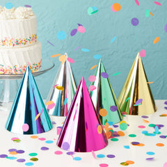 BLUE PANDA party hats green cone add color coordination for themed events.