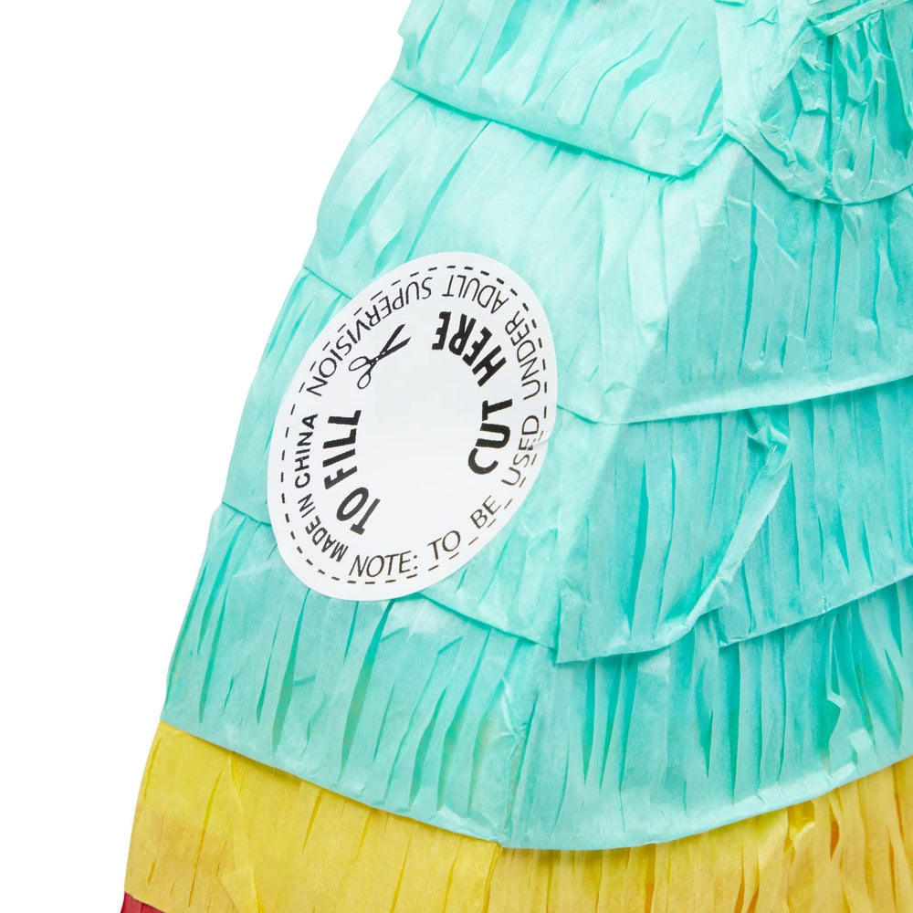 Blue Panda pinata hanging display offers a festive space decor accent.
