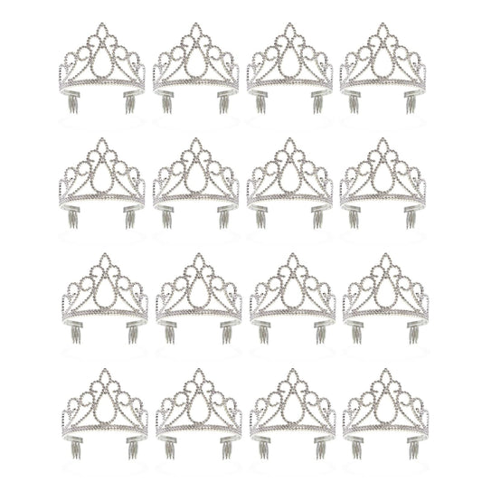 Blue Panda 12-pack silver tiaras for sparkling birthday crowns