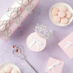 Blue Panda tiara pack display in silver for party planning