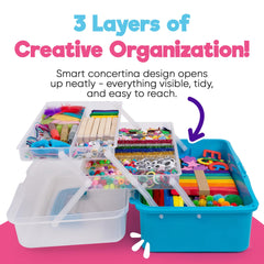 Blue Squid Deluxe Craft Kit with two drawers keeps supplies neatly arranged for kids