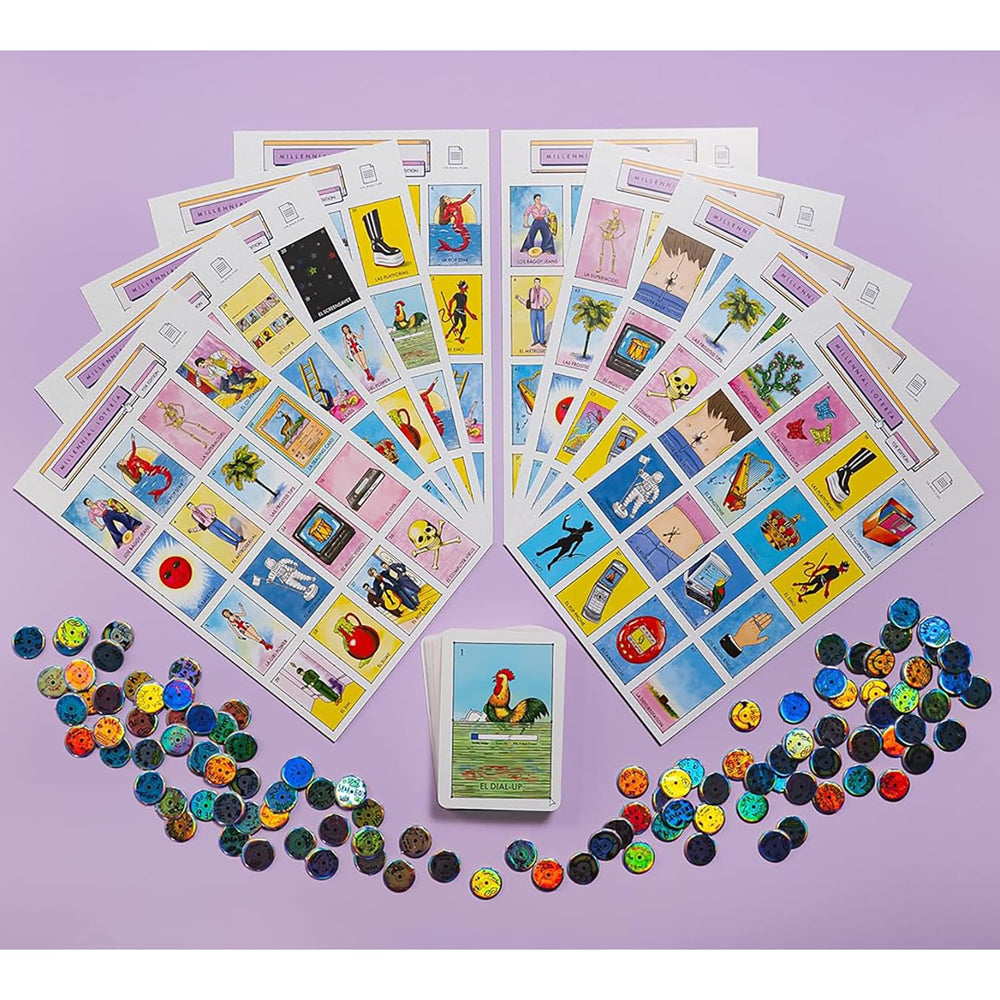 Blue Star Press Millennial Lotería Y2K deck cards showcase El Ring Pop for playful nostalgia