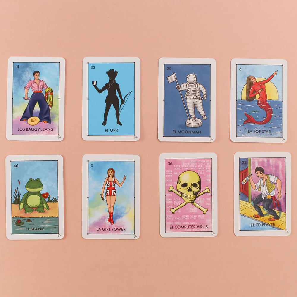 Blue Star Press Millennial Lotería Y2K frosted tips card evokes teen memories