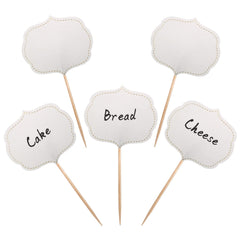 BLUE TOP cupcake picks with blank chalkboard fronts for personalized cake toppers