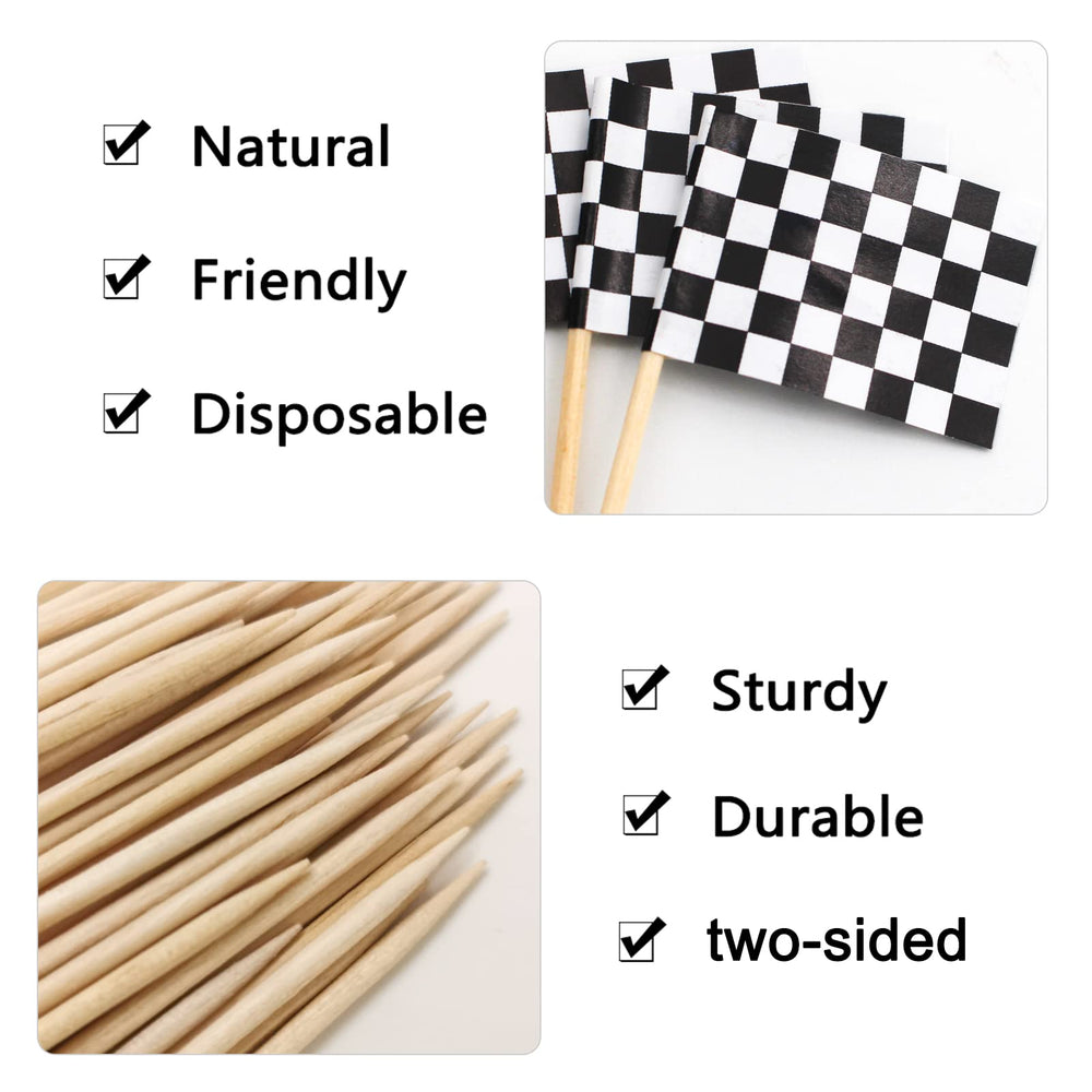 BLUE TOP racing flag toothpicks add festive flair to desserts