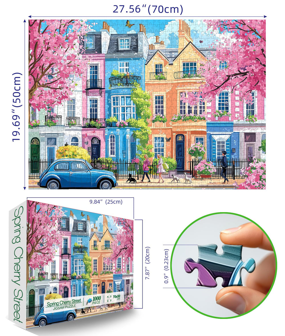 Blueforest 1000-piece puzzle parts spread, precision cuts for frustration-free assembly.