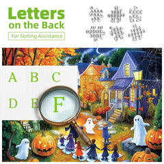 Blueforest back-side A-F letters aid piece sorting during setup.