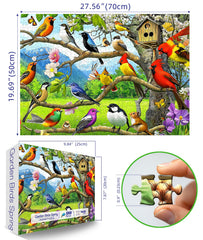 Blueforest Birds of Spring puzzle piece detail on a branch highlights intricate plumage.