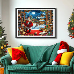 Blueforest cats playing among gifts add charm to the holiday scene.