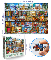 Blueforest puzzle poster included to extend holiday puzzle enjoyment.