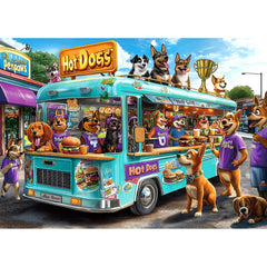 Blueforest dog food truck adventure cover; a vibrant scene promotes focused relaxation