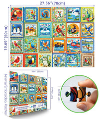 Blueforest embroidered animal puzzle close-up stitch detail on pieces