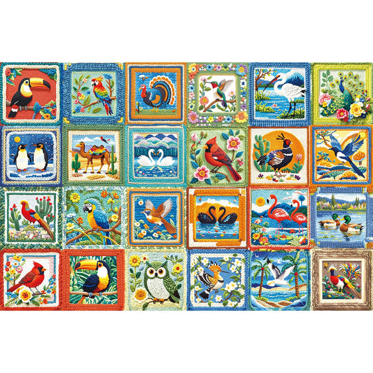 Blueforest embroidered animal puzzle cover with vibrant stitched artwork
