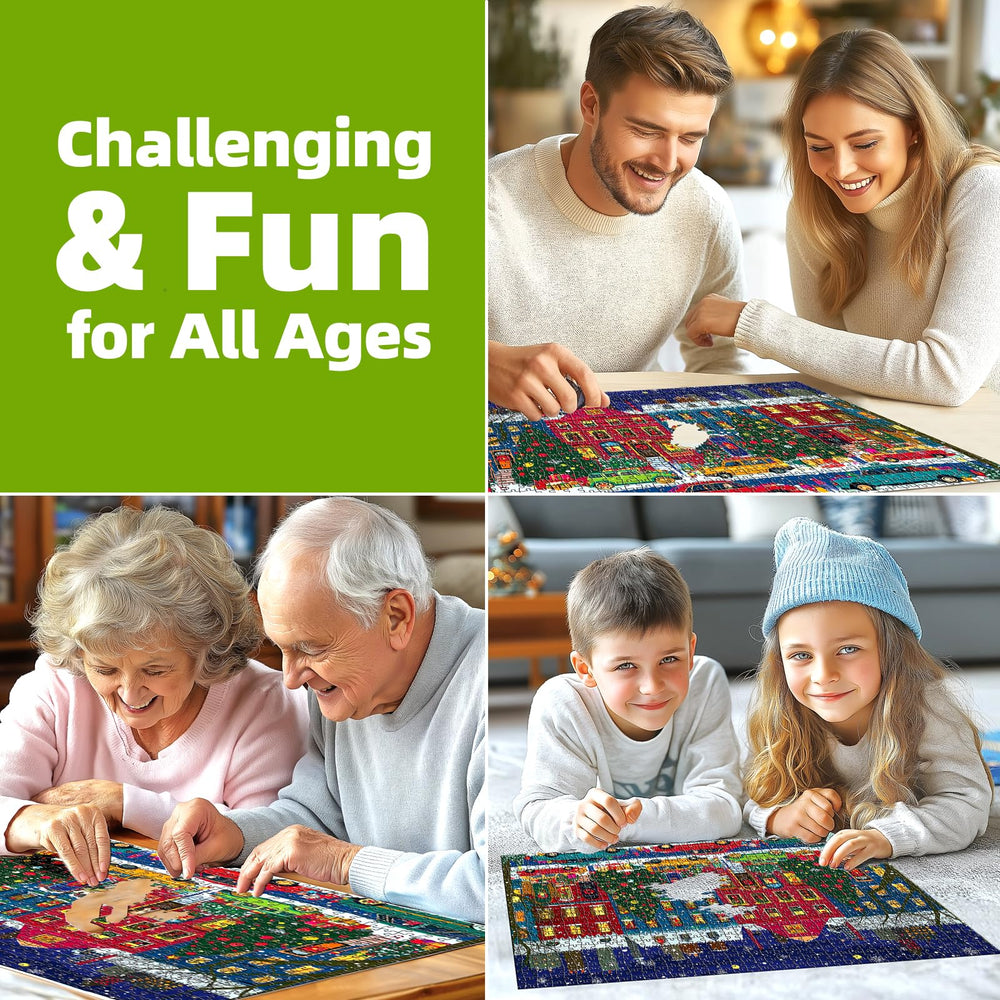 Blueforest finished puzzle wall decor adds winter ambiance.