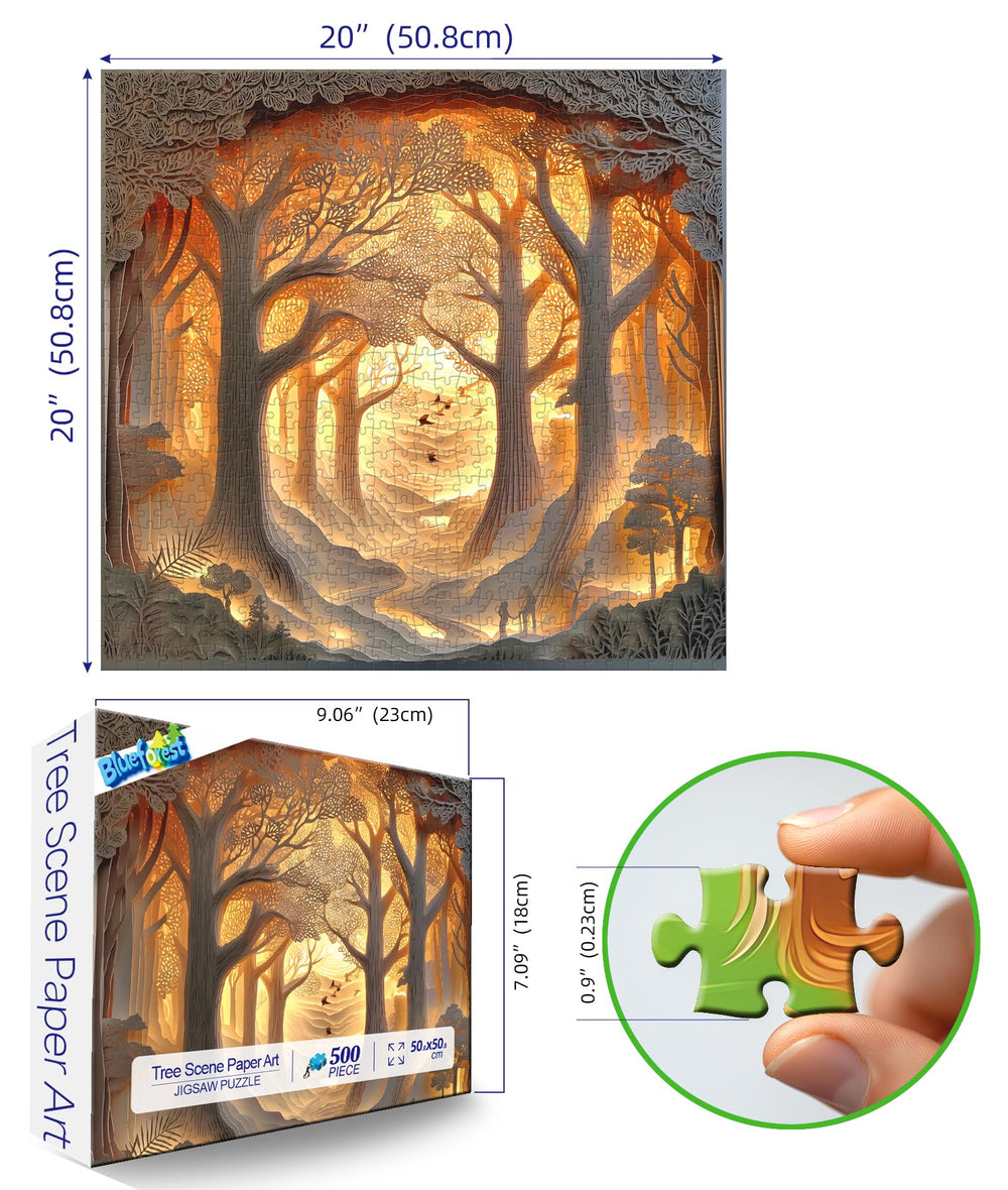 Blueforest Forest Sunset close-up shows layered depth for immersive puzzling