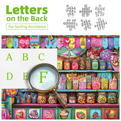 Blueforest Lollipop and gumdrop display adds vibrant color to puzzle art.