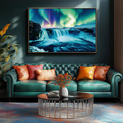 Blueforest Northern Lights Waterfall puzzle: includes a reference poster for easier assembly.