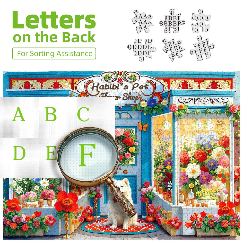 Blueforest Spring Flower Shop puzzle with blue facade that pops on display