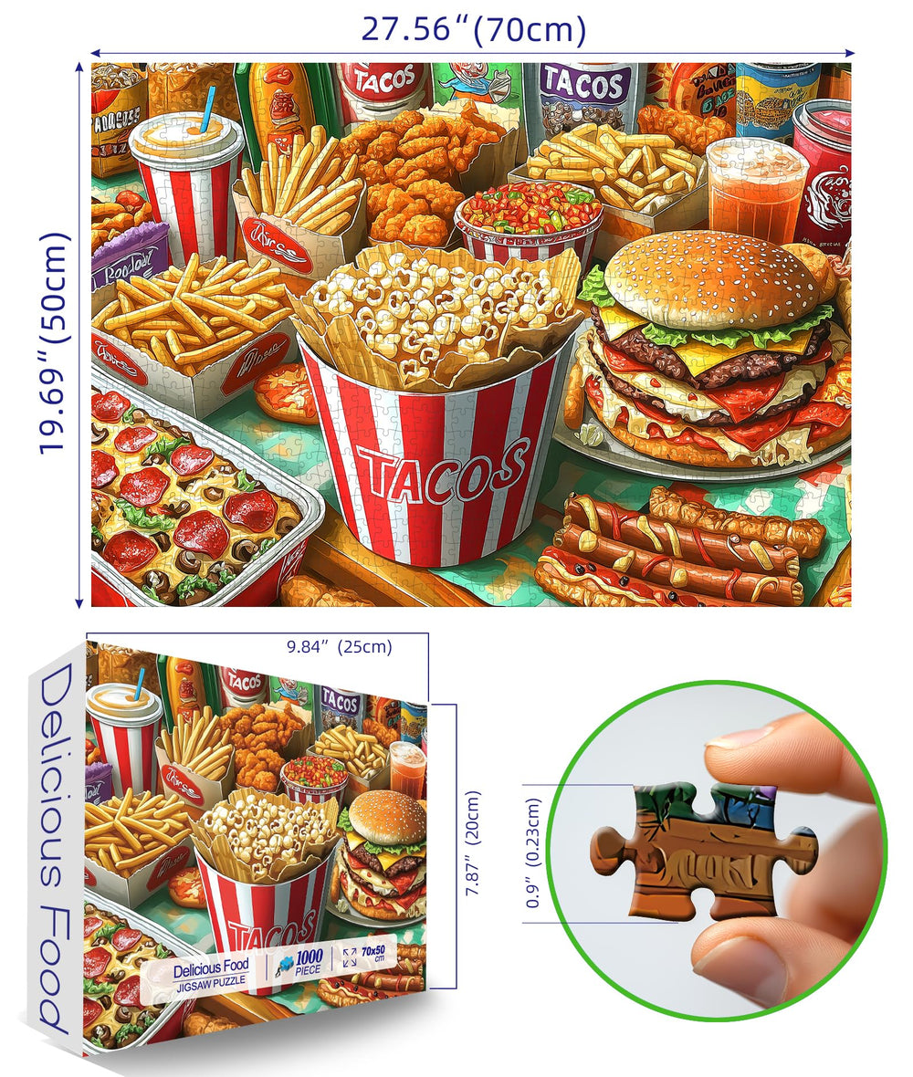 Blueforest 1000-piece taco puzzle close up highlights high definition art