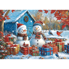 Blueforest Winter Snowman Puzzle: two cheerful snowmen for cozy family nights.