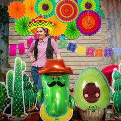 Bluegogo cactus balloon with flower adds whimsical desert charm