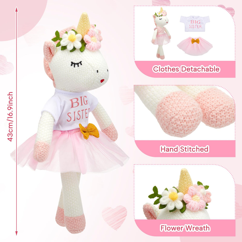 Blueweenly unicorn doll in ballerina outfit for dress-up fun
