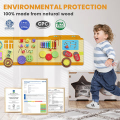 BlueWood Educational Toys School Bus Design inspires curiosity and home play.