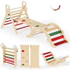 BlueWood Pikler Triangle Arch: safe rocking design supports balance and coordinated movement.