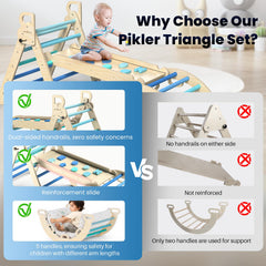 BlueWood Pikler triangle assembly guide showing easy setup