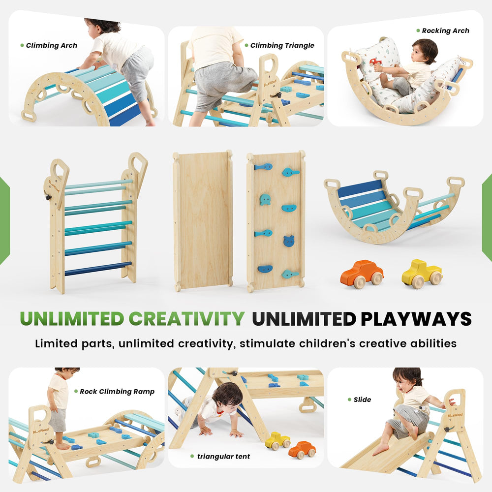 BlueWood solid wood detail highlights craftsmanship and sturdy safety.
