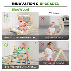 BlueWood toddler exploring demonstrates varied play for balance and coordination.