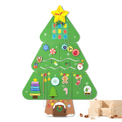 BlueWood wall Busy Board with eight activities to boost hand-eye coordination.