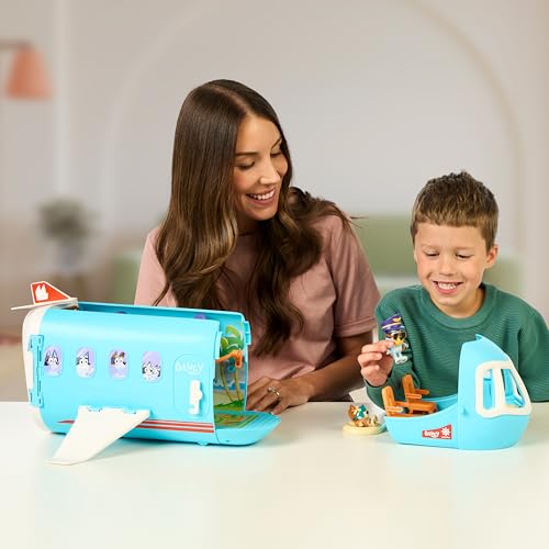 Bluey airplane transforms into boat for ocean-themed pretend voyages.