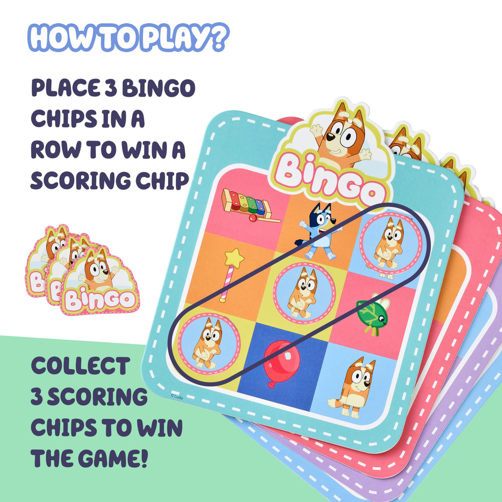 Bluey Bingo’s Bingo Card Game includes 36 calling cards for engaging rounds.