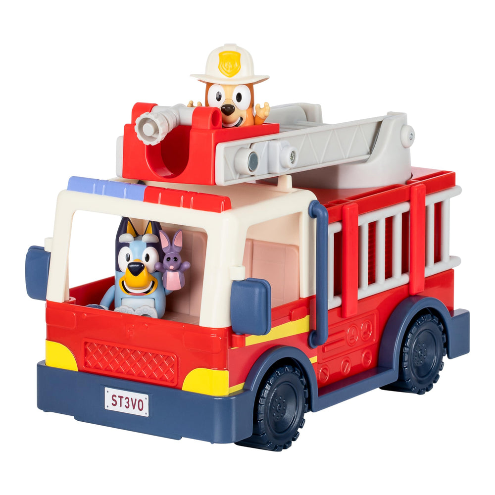 Bluey firetruck top hose in action for water spray pretend rescues
