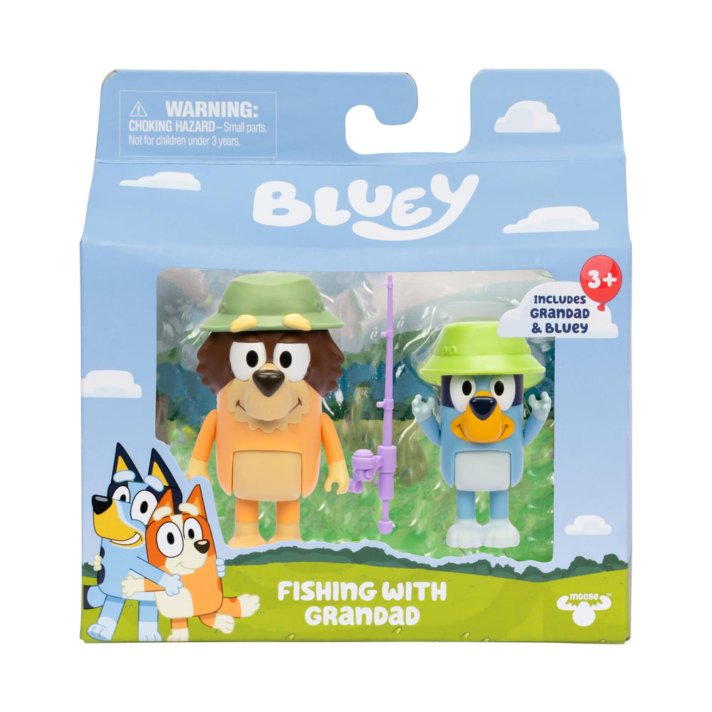 Bluey fishing with Grandad figurine set 2-pack for imaginative play anywhere