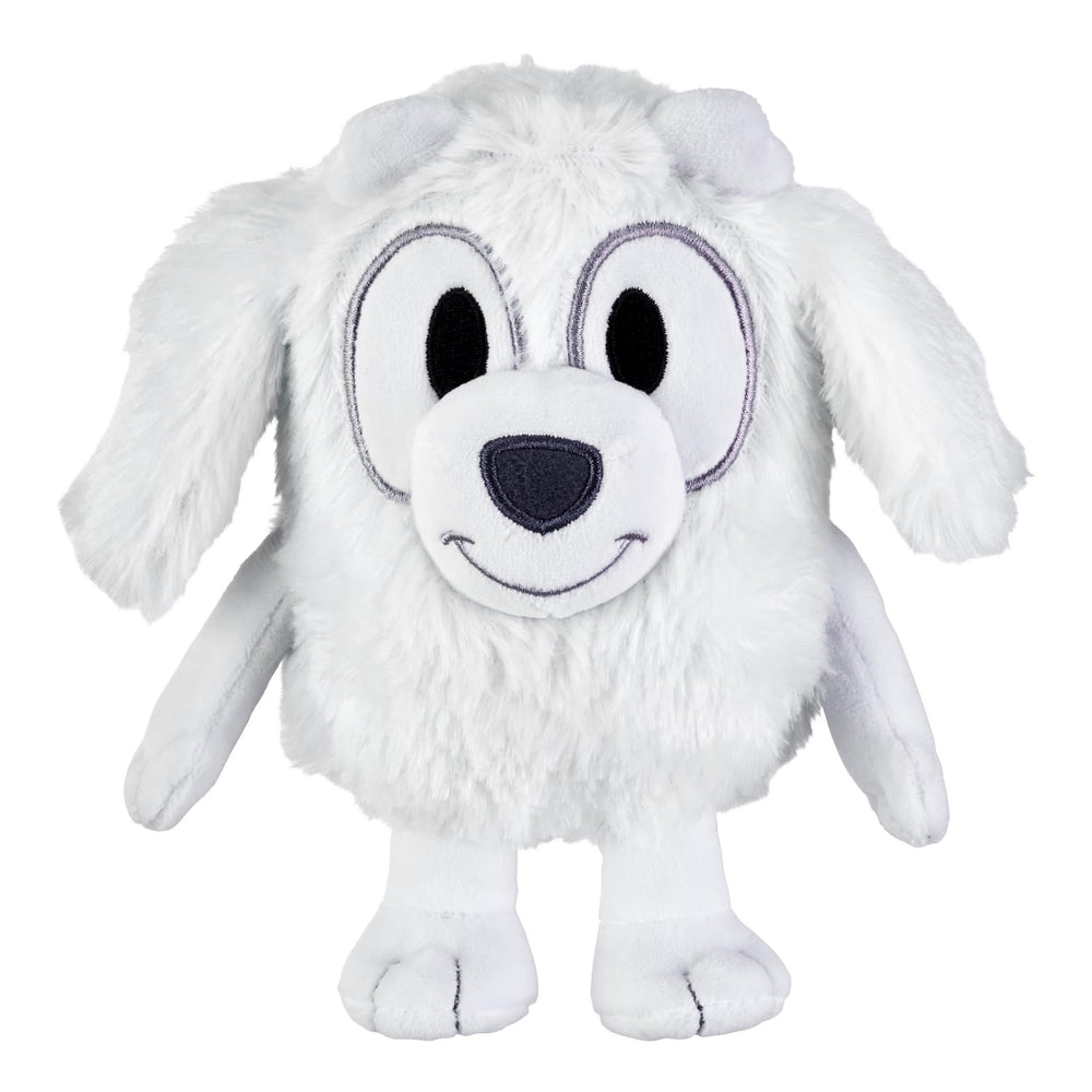 Bluey Friends Lila plush held by child for storytime cuddle.