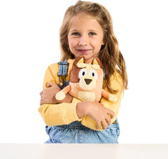 Bluey Mum Chilli plush highlighting 9-inch size ideal for on-the-go adventures.