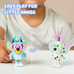 Portably sized Bluey figures fit small hands and bags.