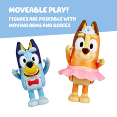 Bluey Showtime detailed figures featuring iconic outfits for immersive pretend play.