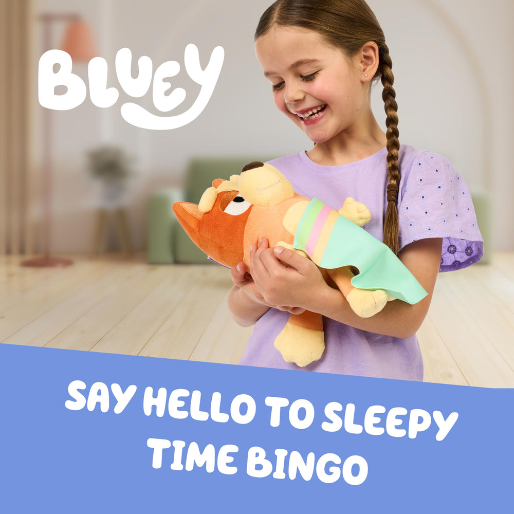 Bluey Sleepy Time Bingo plush blanket detail emphasizes soft, cozy texture.